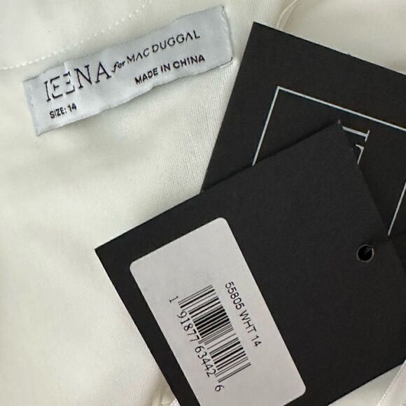 Mac Duggal 55804 White Feather Trim Mini Dress| Size 14 - Picture 9 of 9